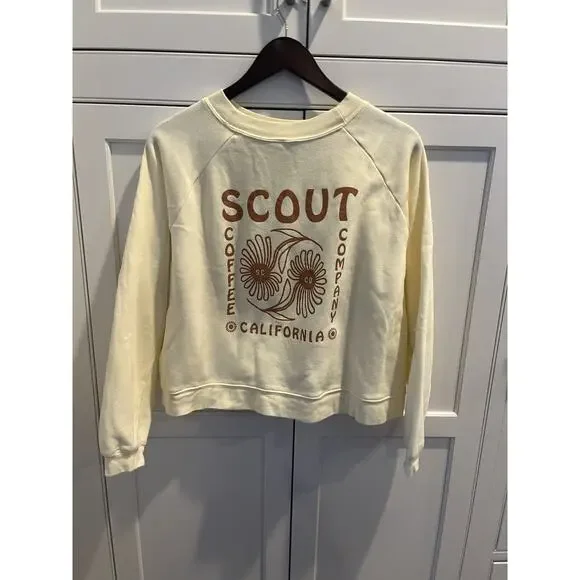 Scout Coffee Comapany California crop fleece sweatshirt size XL yellow SCCD logo - Picture 4 of 6